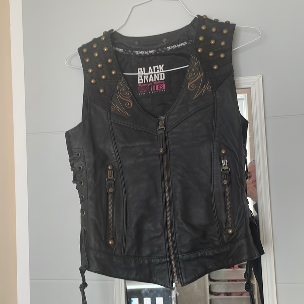 Genuine Leather motorcycle vest size xs